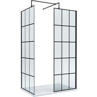 Balterley 8mm Glass Wetroom Screens Frame Design & Tray 1200 x 800mm in Black