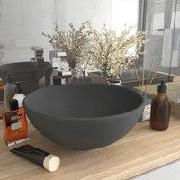 Berkfield Home Luxury Bathroom Basin Round Matt Dark Grey 32.5x14 cm Ceramic