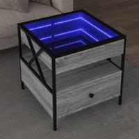 Berkfield Home Coffee Table with Infinity LED Grey Sonoma 50x50x51 cm | Size: 50 x 50 x 51 cm