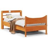 Bed Frame with Headboard Wax Brown 75x190 cm Small Single Solid Wood Pine