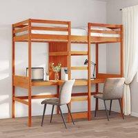 Loft Bed Frame without Mattress Wax Brown 75x190cm Solid Wood Pine