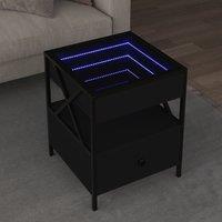Berkfield Home Coffee Table with Infinity LED Black 40x40x51 cm | Size: 40 x 40 x 51 cm