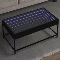 Berkfield Home Coffee Table with Infinity LED Black 90x50x41 cm | Size: 90 x 50 x 41 cm