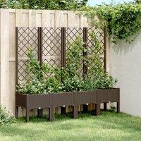 Berkfield Home Garden Planter with Trellis Brown 160x40x142 cm PP | Size: 160 x 40 x 142 cm