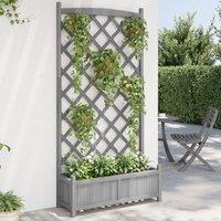 Berkfield Home Planter with Trellis Grey Solid Wood Fir