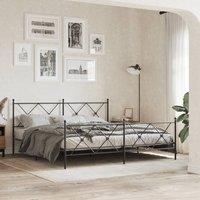 Berkfield Home Metal Bed Frame without Mattress with Footboard Black 183x213cm | Size: 183x213 cm