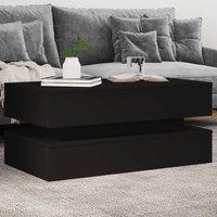 Berkfield Home Coffee Table with LED Lights Black 90x50x40 cm | Size: 90 x 50 x 40 cm