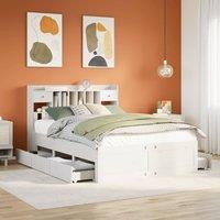 Berkfield Home Bookcase Bed without Mattress White 150x200 cm King Size Solid Wood Pine