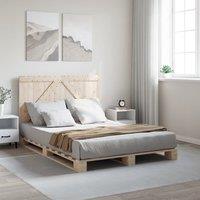 Berkfield Home Bed Frame without Mattress with Headboard 140x200 cm Solid Wood in Brown