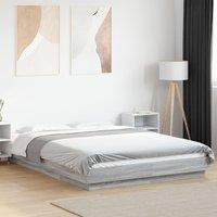Berkfield Home Bed Frame with LED Lights without Mattress Grey Sonoma 120x200cm | Size: Small Double