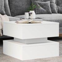 Berkfield Home Coffee Table with LED Lights White 50x50x40 cm | Size: 50 x 50 x 40 cm