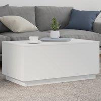 Berkfield Home Coffee Table with LED Lights White 90x50x40 cm | Size: 90 x 50 x 40 cm