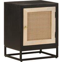 Berkfield Home Bedside Cabinet Black 40x30x50 cm Solid Wood Mango & Iron | Size: 40 x 30 x 50 cm