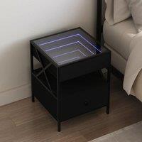 Berkfield Home Bedside Table with Infinity LED Black 40x40x51 cm | Size: 40 x 40 x 51 cm