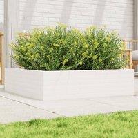 Berkfield Home Garden Planter White 90x90x23 cm Solid Wood Pine | Size: 90 x 90 x 23 cm