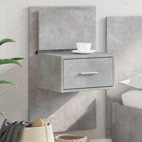 Berkfield Home Wall-mounted Bedside Cabinet with LED Lights Concrete Grey