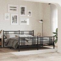 Berkfield Home Metal Bed Frame without Mattress with Footboard Black 193x203cm | Size: 193x203 cm