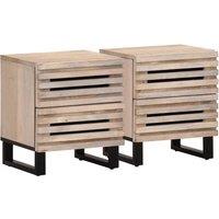 Berkfield Home Bedside Cabinets 2 pcs 40x33x46 cm Solid Wood Bleached Mango in Brown | Size: 40 x 33 x 46 cm
