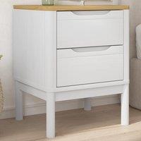 Berkfield Home Bedside Cabinet FLORO White 45x39x57 cm Solid Wood Pine | Size: 45 x 39 x 57 cm