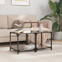 Coffee Tables with Black Glass Top 2 pcs 40x40x40 cm Steel