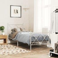 Berkfield Home Metal Bed Frame without Mattress with Footboard White 75x190cm | Size: 75x190 cm