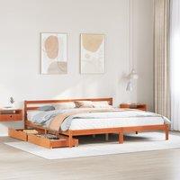 Bed Frame without Mattress Wax Brown 180x200 cm Super King Solid Wood Pine