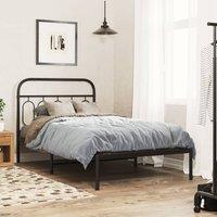 Berkfield Home Metal Bed Frame without Mattress with Headboard Black 100x190cm | Size: 100x190 cm