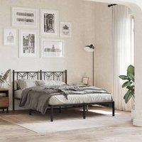 Berkfield Home Metal Bed Frame without Mattress with Headboard Black 140x190cm | Size: 140x190 cm