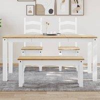 Berkfield Home Dining Table Panama White 160x80x75 cm Solid Wood Pine | Size: 160 x 80 x 75 cm