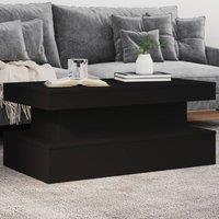 Berkfield Home Coffee Table with LED Lights Black 90x50x40 cm | Size: 90 x 50 x 40 cm