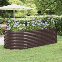 Berkfield Home Garden Raised Bed Powder-coated Steel 249x100x68 cm Brown | Size: 249 x 100 x 68 cm