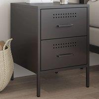 Berkfield Home Bedside Cabinet Black 36x39x50.5 cm Steel