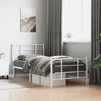 Berkfield Home Metal Bed Frame without Mattress with Footboard White 90x190cm | Size: 90x190 cm