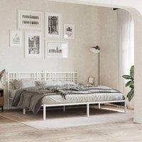 Berkfield Home Metal Bed Frame without Mattress with Headboard White 183x213cm | Size: 183x213 cm