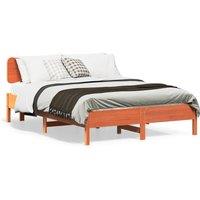 Bed Frame without Mattress Wax Brown 135x190 cm Double Solid Wood Pine