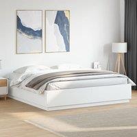 Bed Frame with LED without Mattress White 200x200 cm