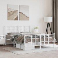 Berkfield Home Metal Bed Frame without Mattress with Footboard White 140x200cm | Size: 140x200 cm