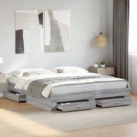 Berkfield Home Bed Frame with Drawers without Mattress Grey Sonoma 200x200 cm