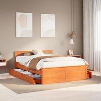 Berkfield Home Bed Frame without Mattress with Headboard Wax Brown 140x190 cm Solid Wood Pine