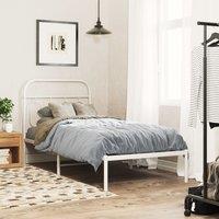 Berkfield Home Metal Bed Frame without Mattress with Headboard White 80x200cm | Size: 80x200 cm
