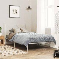 Berkfield Home Metal Bed Frame without Mattress with Headboard White 107x203cm | Size: 107x203 cm