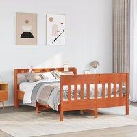 Berkfield Home Bed Frame without Mattress Wax Brown 135x190 cm Double Solid Wood Pine