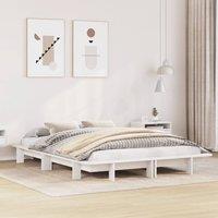 Bed Frame without Mattress White 150x200 cm King Size Solid Wood Pine