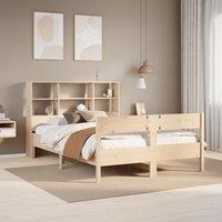 Bookcase Bed without Mattress 150x200 cm King Size Solid Wood Pine