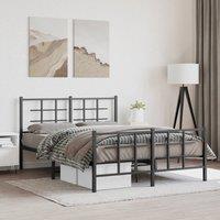 Berkfield Home Metal Bed Frame without Mattress with Footboard Black 135x190cm | Size: 135x190 cm
