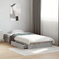 Bed Frame with Drawers without Mattress Concrete Grey 90x190 cm Single