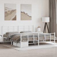 Berkfield Home Metal Bed Frame without Mattress with Footboard White 193x203cm | Size: 193x203 cm
