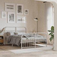 Berkfield Home Metal Bed Frame without Mattress with Footboard White 140x190cm | Size: 140x190 cm