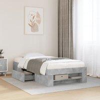 Berkfield Home Bed Frame without Mattress Concrete Grey 100x200cm Engineered Wood | Size: 100x200 cm