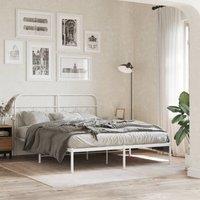 Berkfield Home Metal Bed Frame without Mattress with Headboard White 140x200cm | Size: 140x200 cm